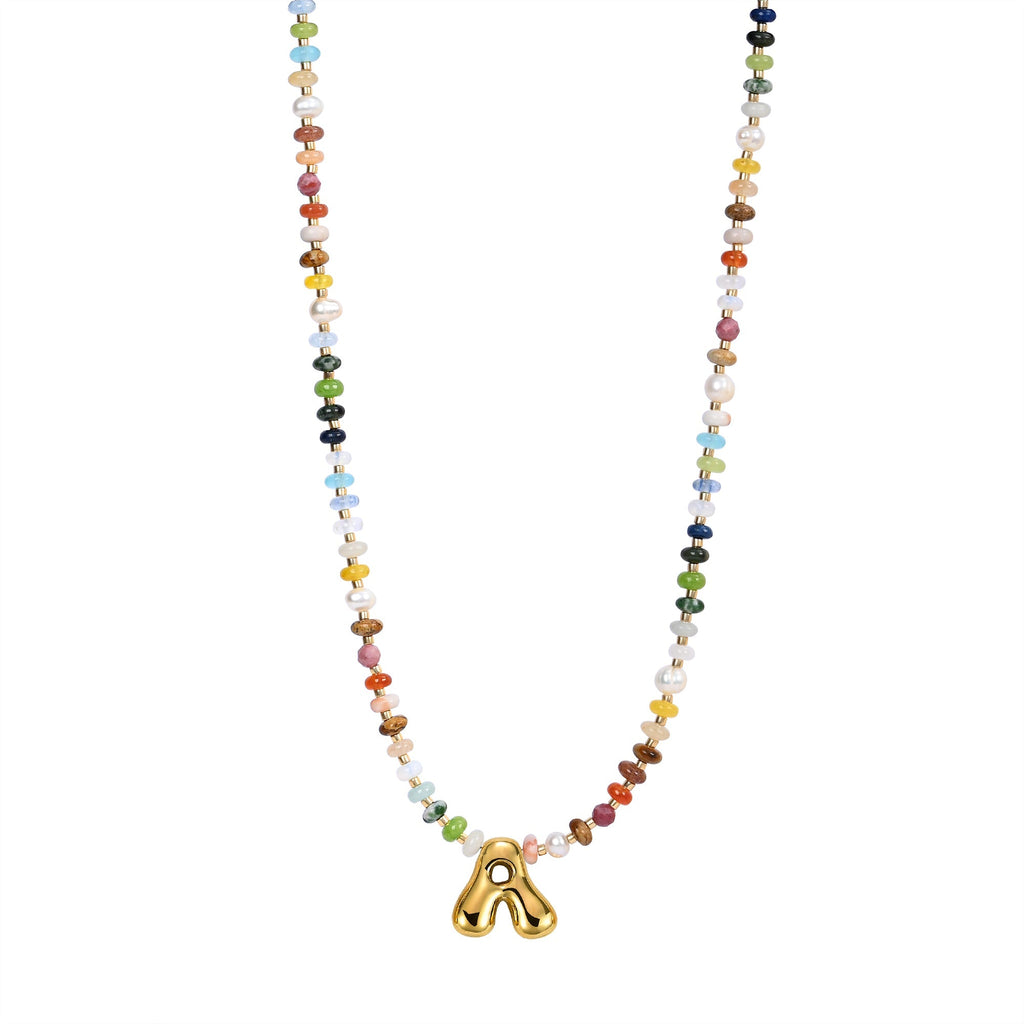 Multicolor Bubble Letter Necklace