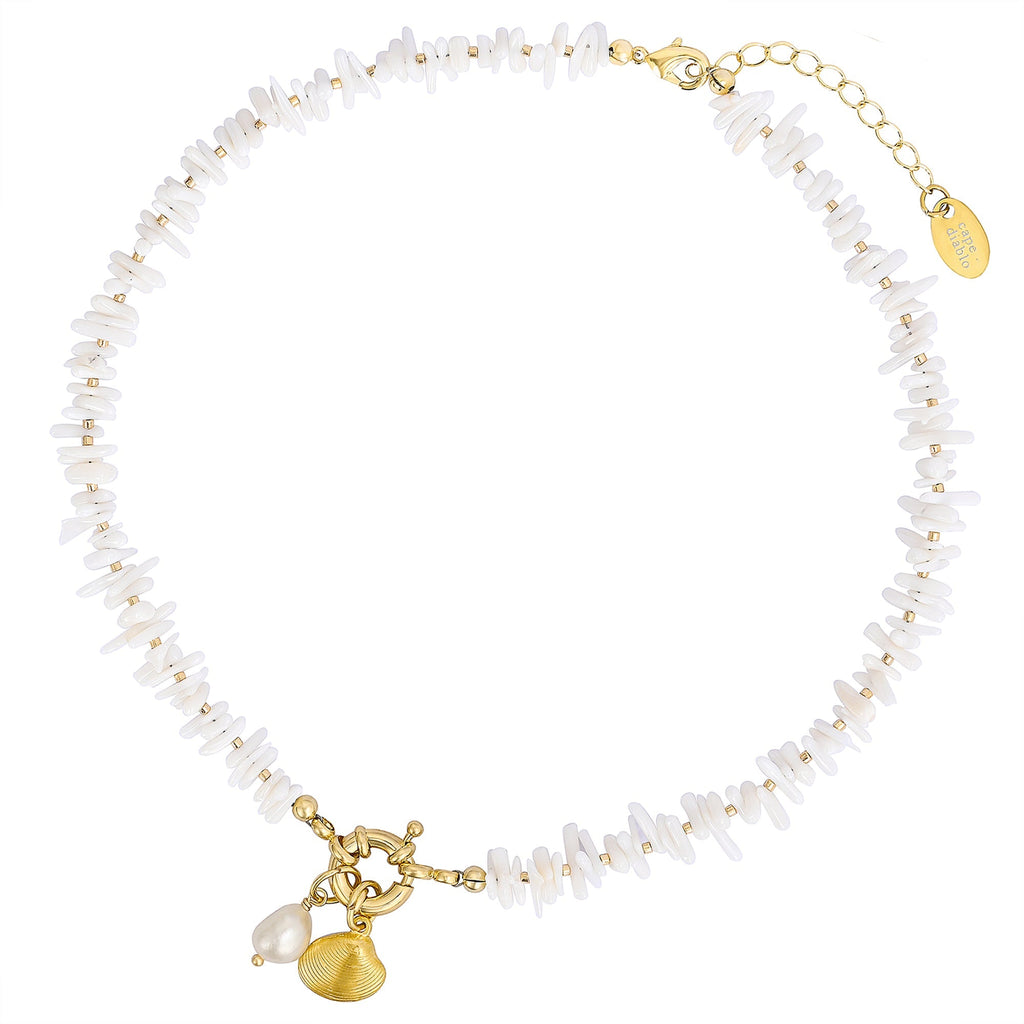 Coastal Shell Pearl Necklace