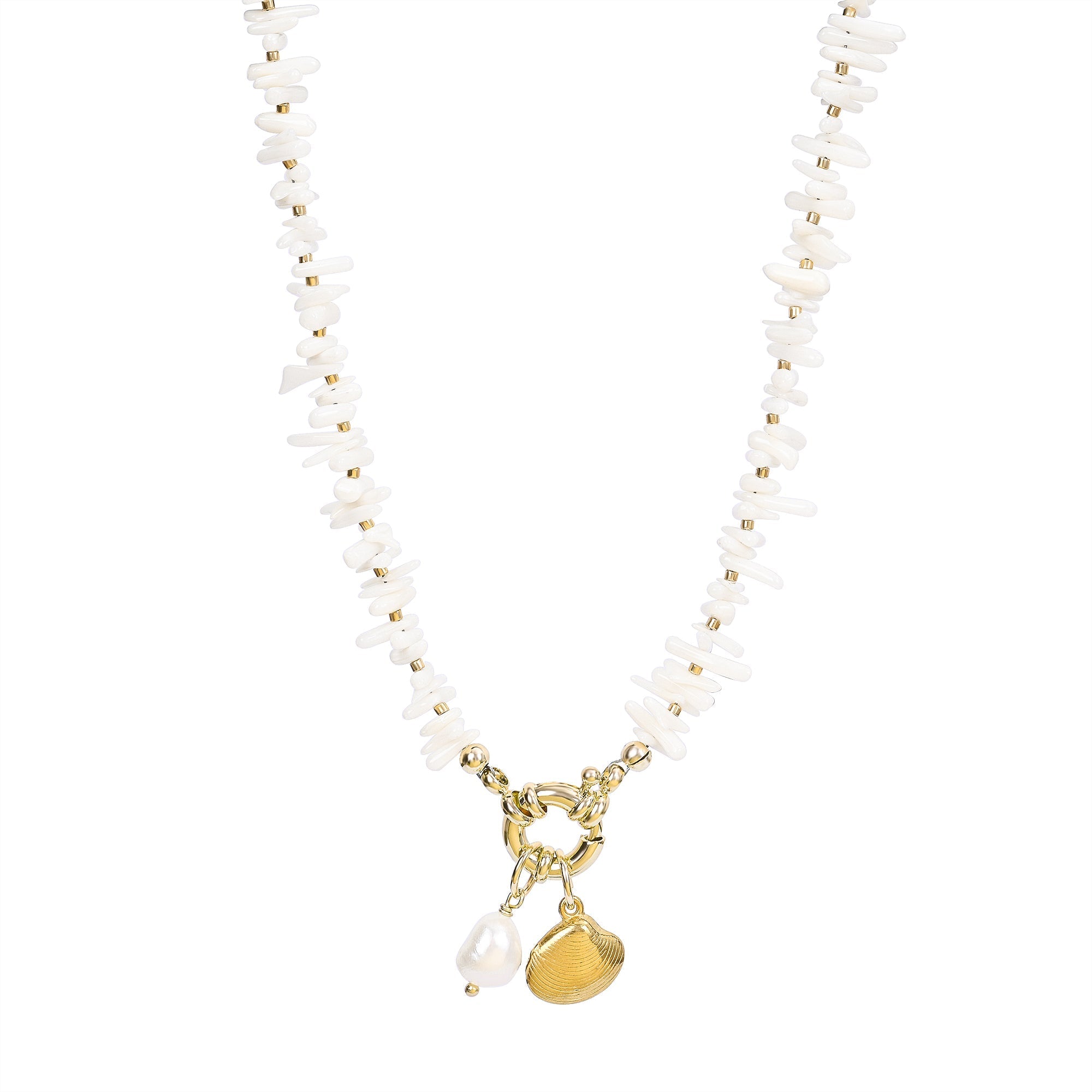 Coastal Shell Pearl Necklace