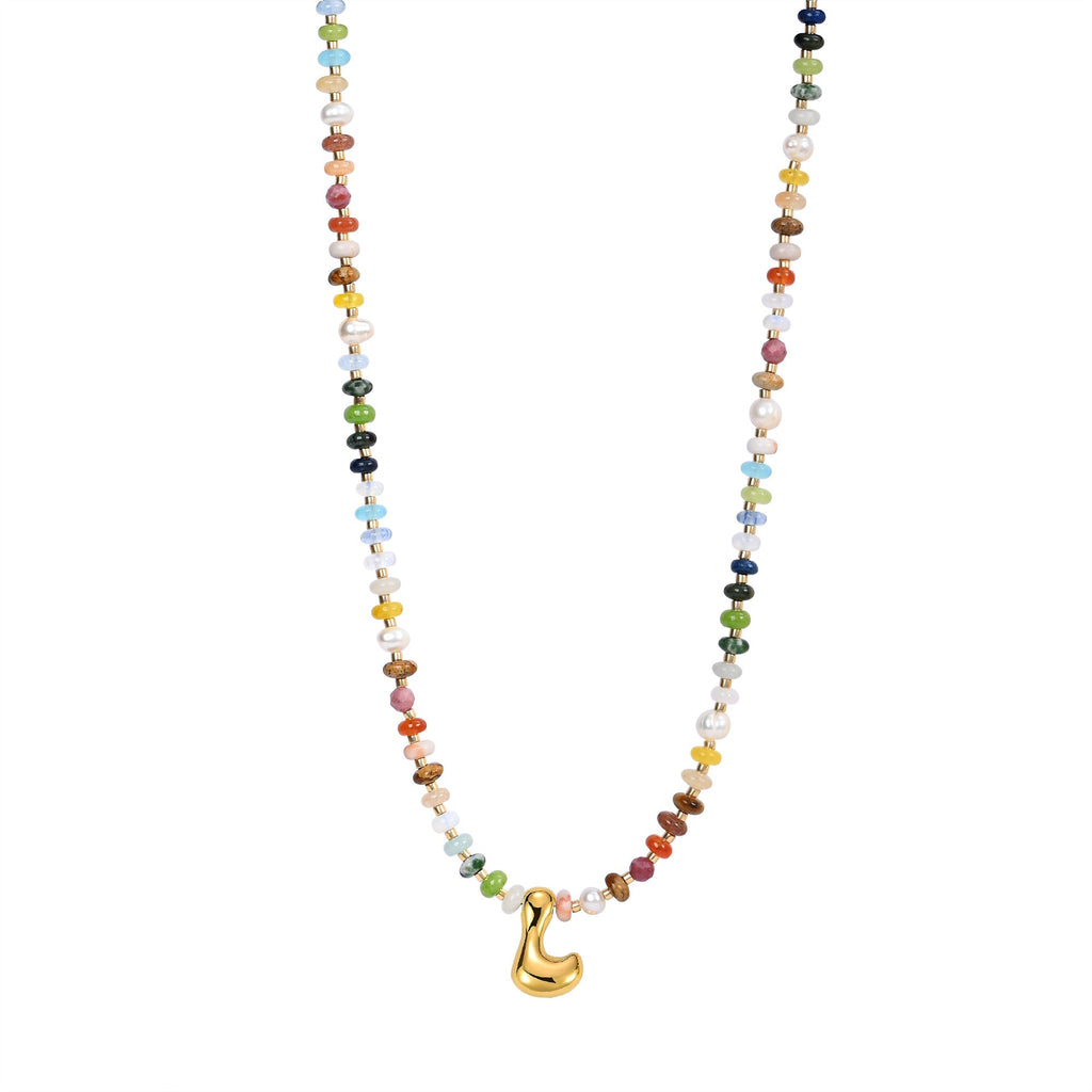 Multicolor Bubble Letter Necklace
