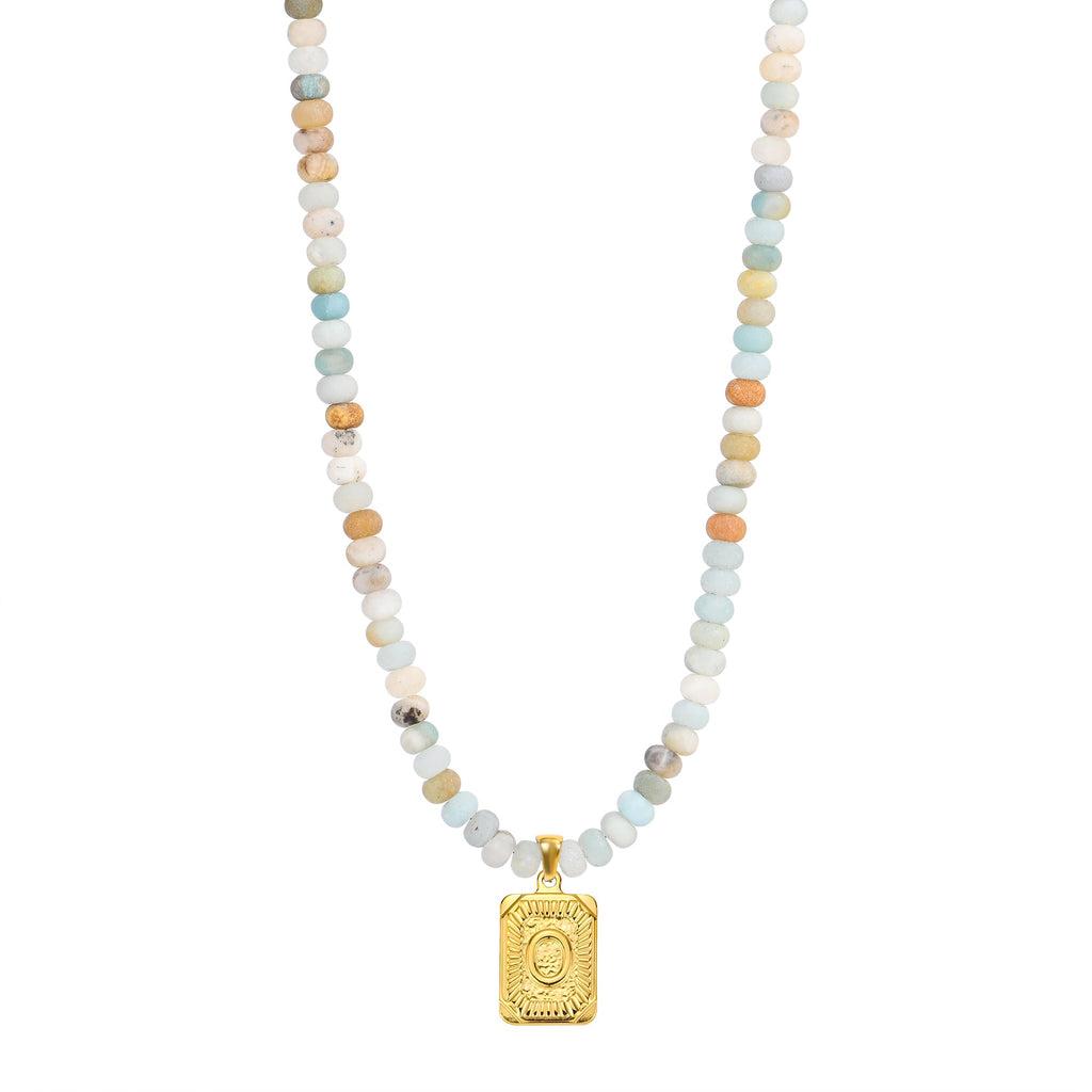 Amazonite Initial Letter Charm Necklace
