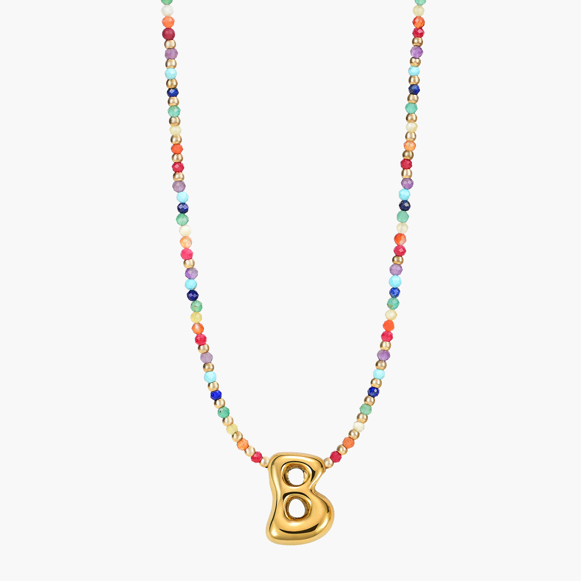 Rainbow Bubble Initial Necklace