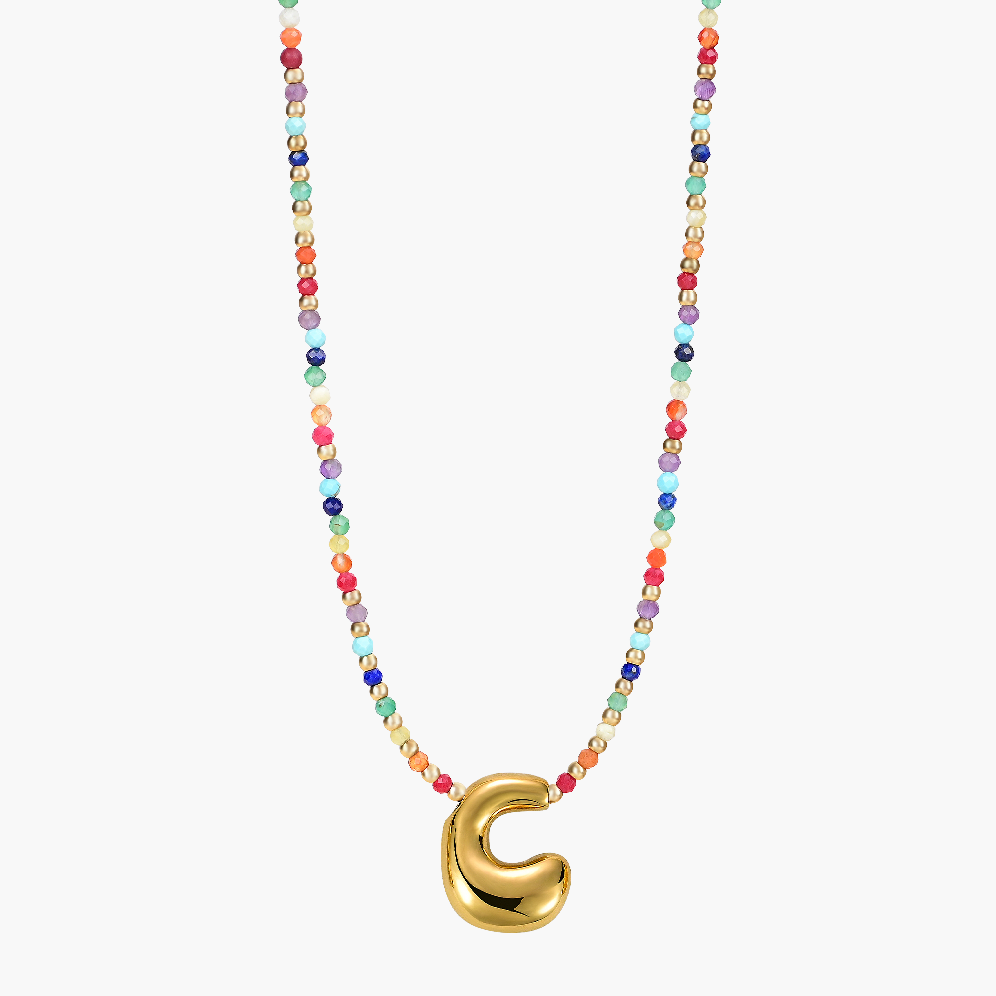 Rainbow Bubble Initial Necklace