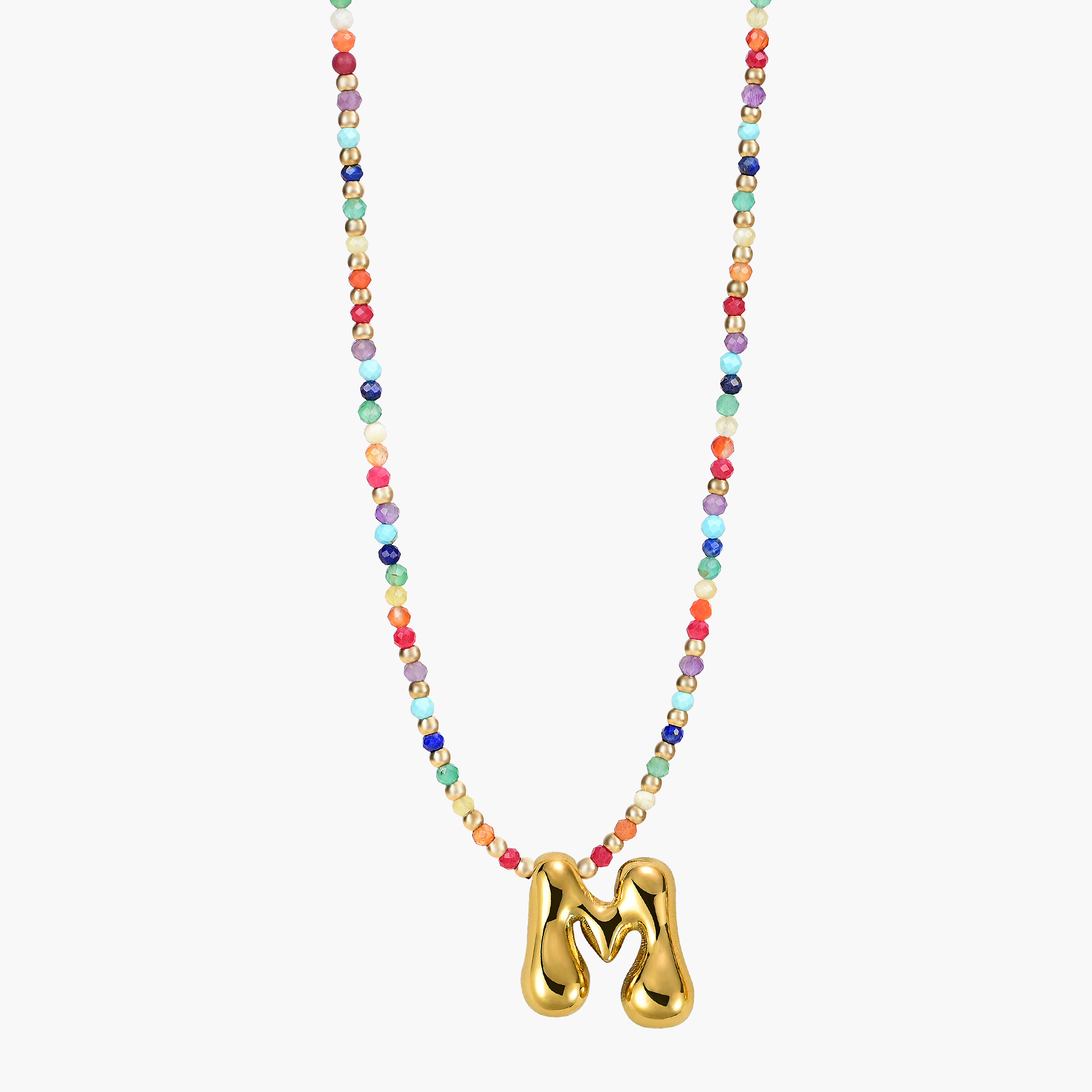 Rainbow Bubble Initial Necklace