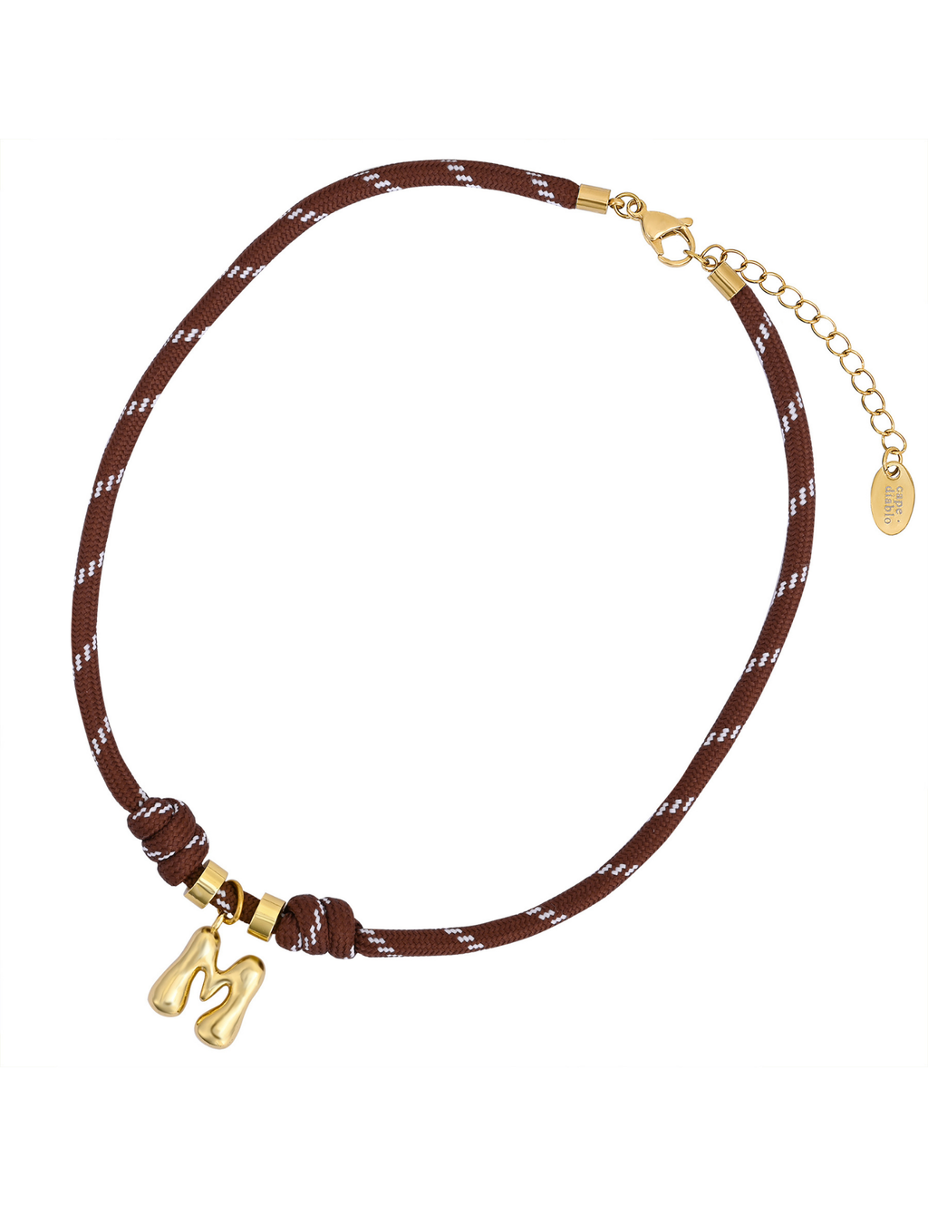 Golden Bubble Letter Rope Necklace