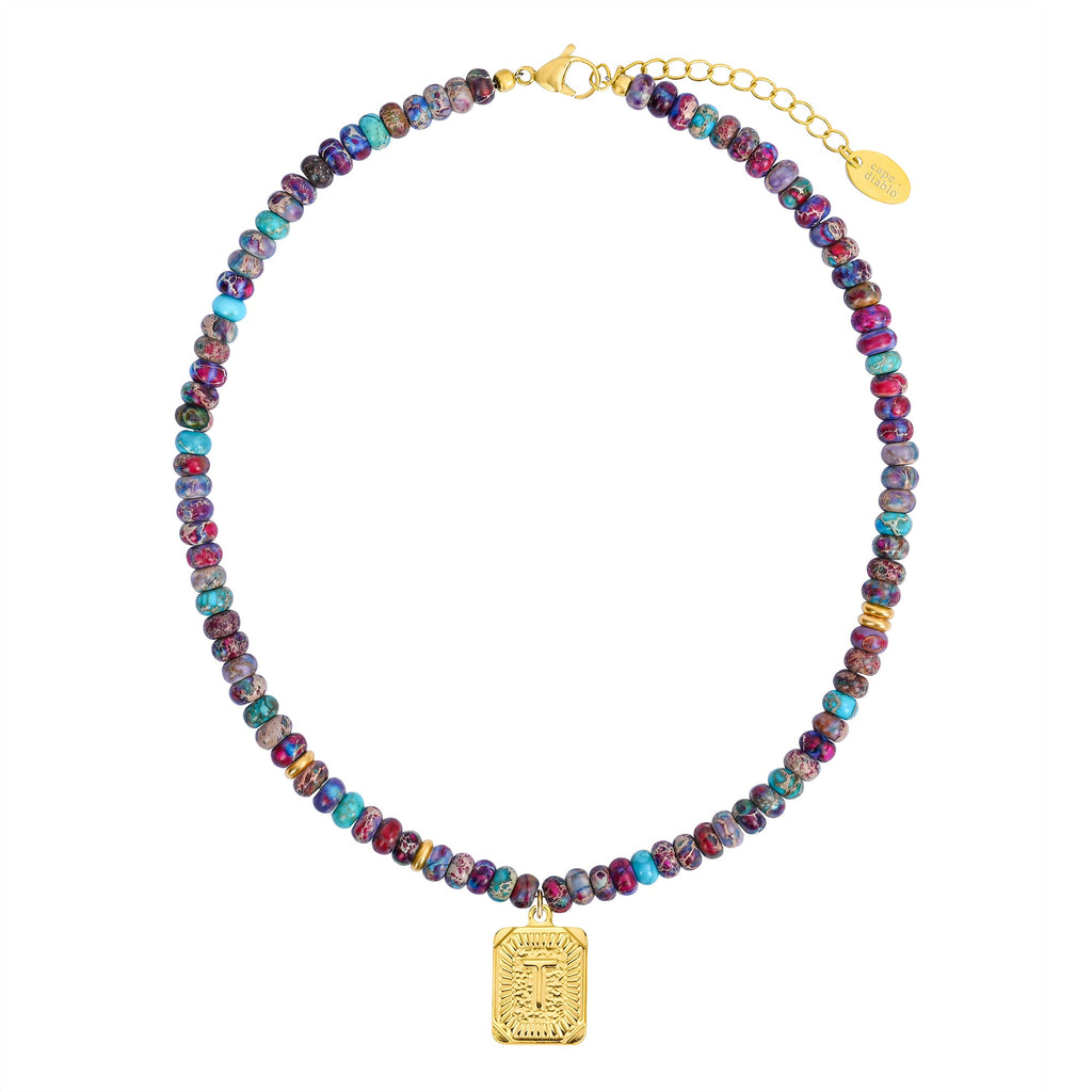 Purple Imperial Jasper Letter Necklace