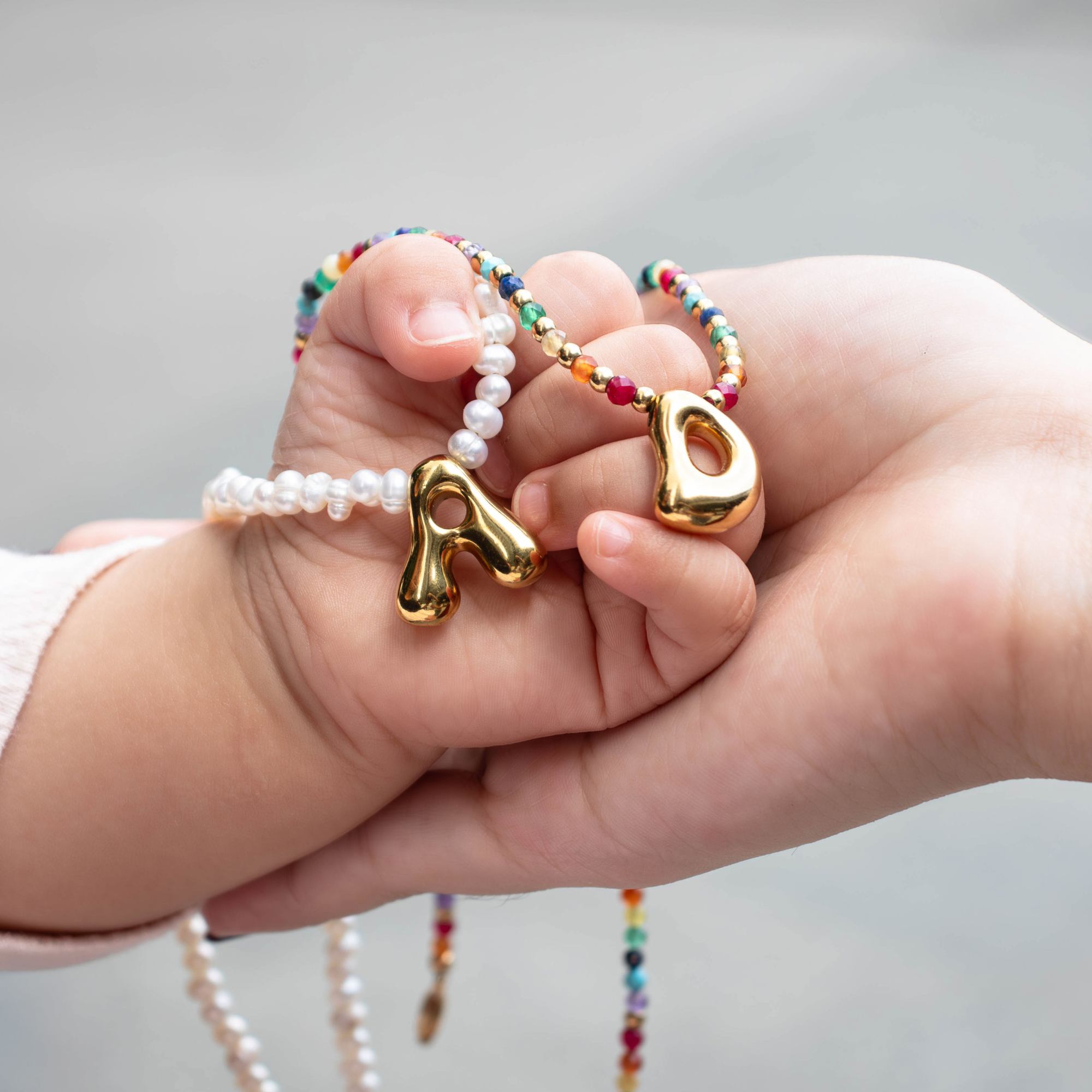 Pearl Bubble Initial Necklace