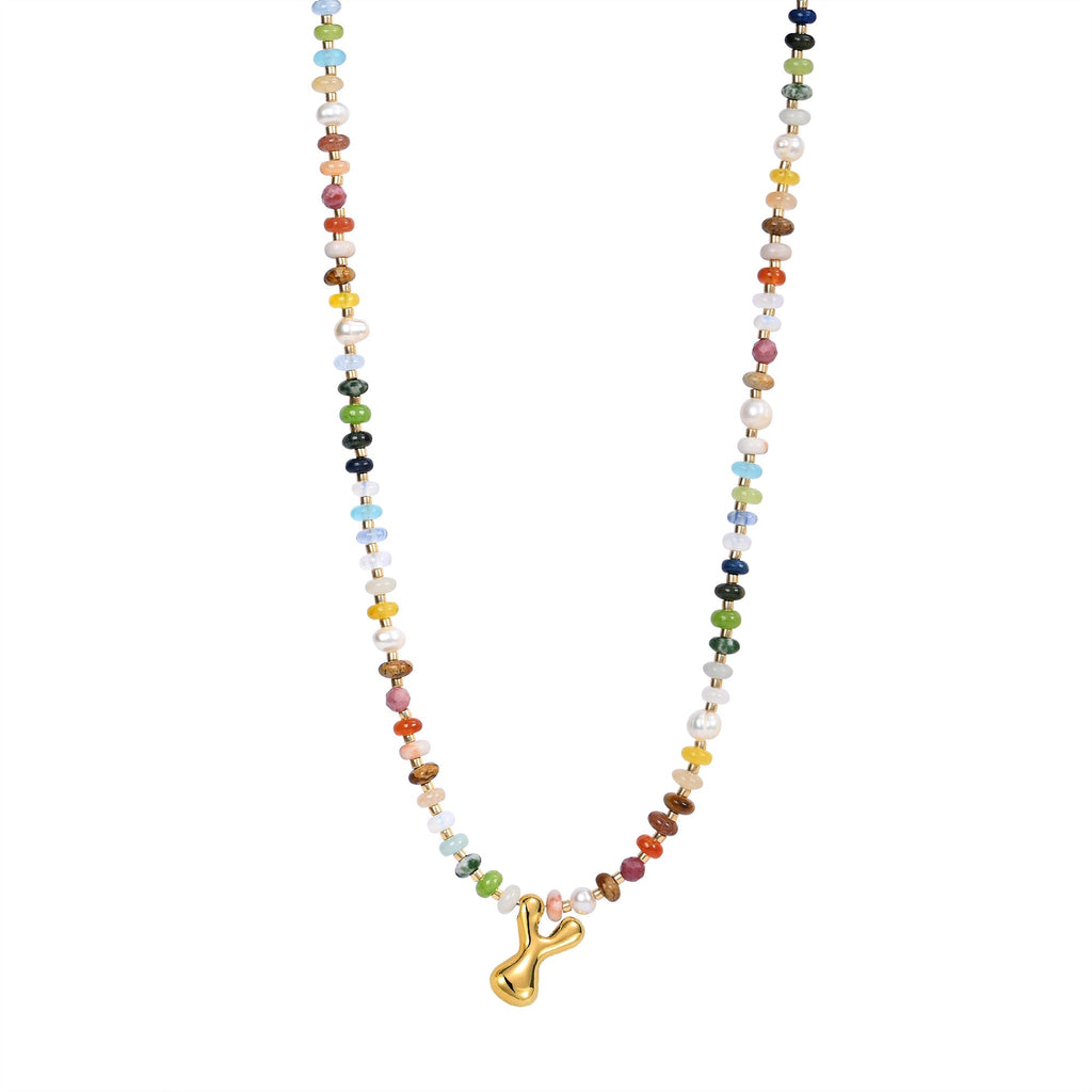 Multicolor Bubble Letter Necklace