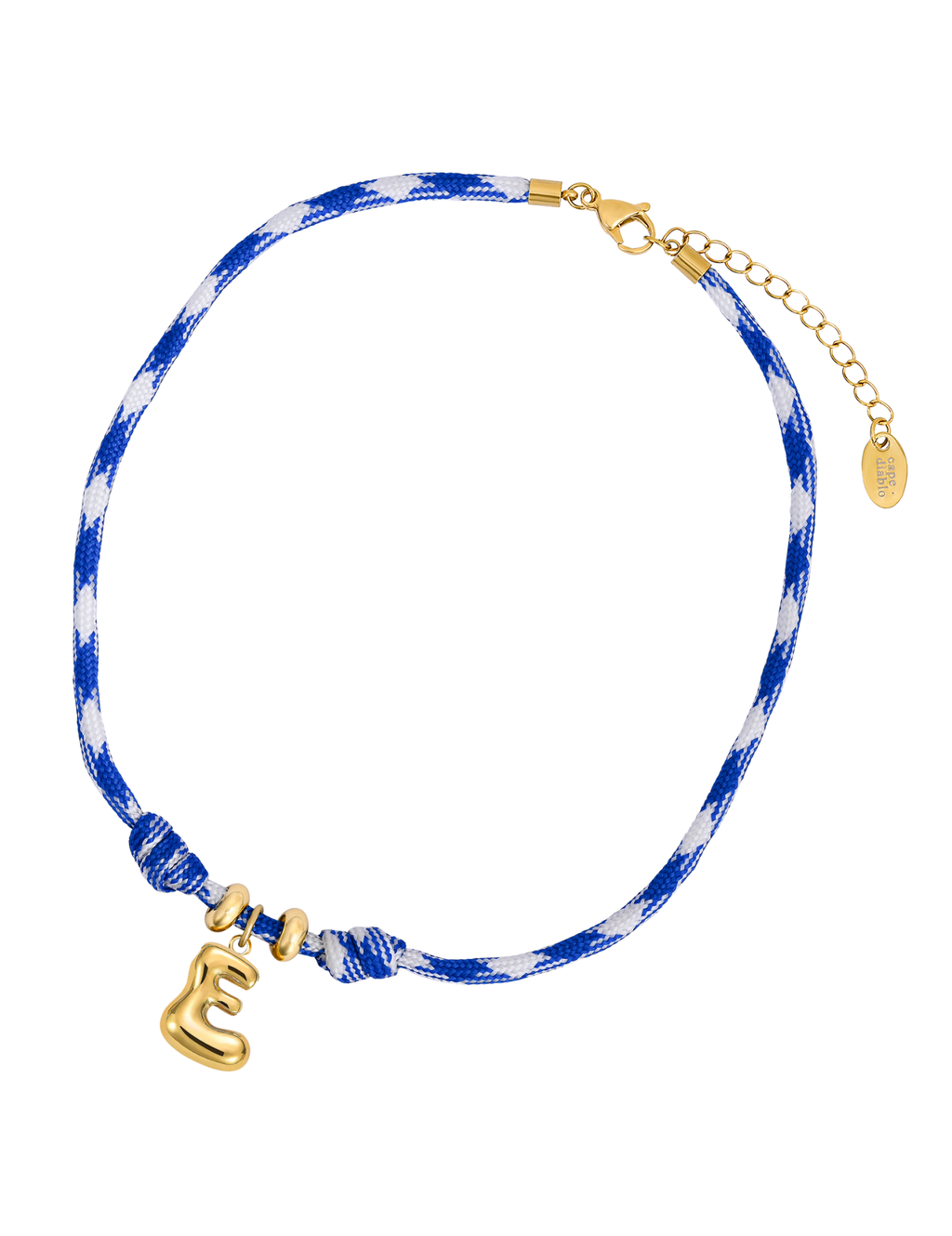 Golden Bubble Letter Rope Necklace
