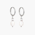 Silver Pearl Elegance Hoop Earrings