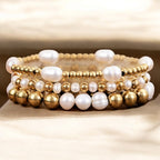 Golden Freshwater Pearl Bracelet Set