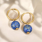 Sapphire Sky Speckle Orb Hoop Earrings