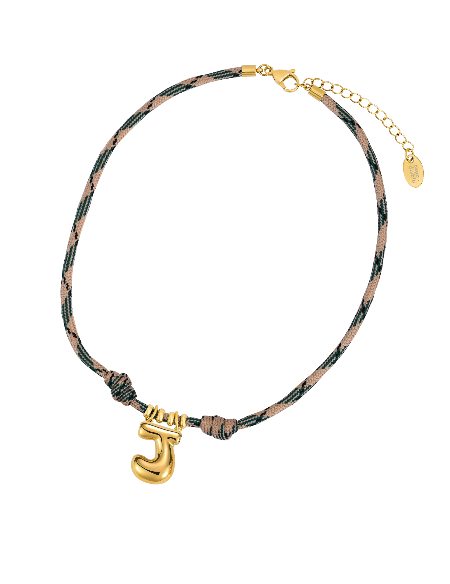 Golden Bubble Letter Rope Necklace