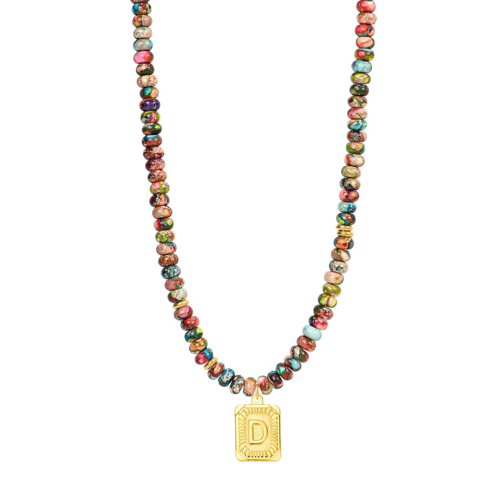 Colorful Imperial Jasper Letter Necklace