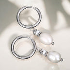 Silver Pearl Elegance Hoop Earrings