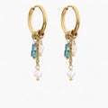 Golden Turquoise Bloom Drop Hoop Earrings