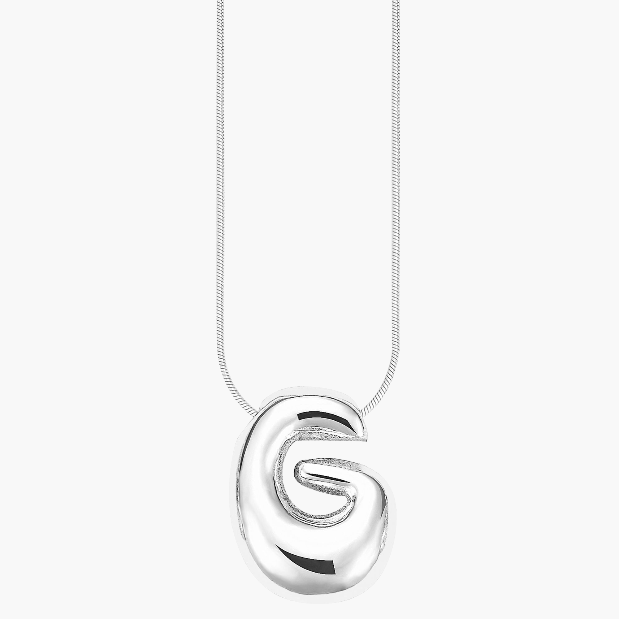 Silver Glow Bubble Letter Initial Necklace
