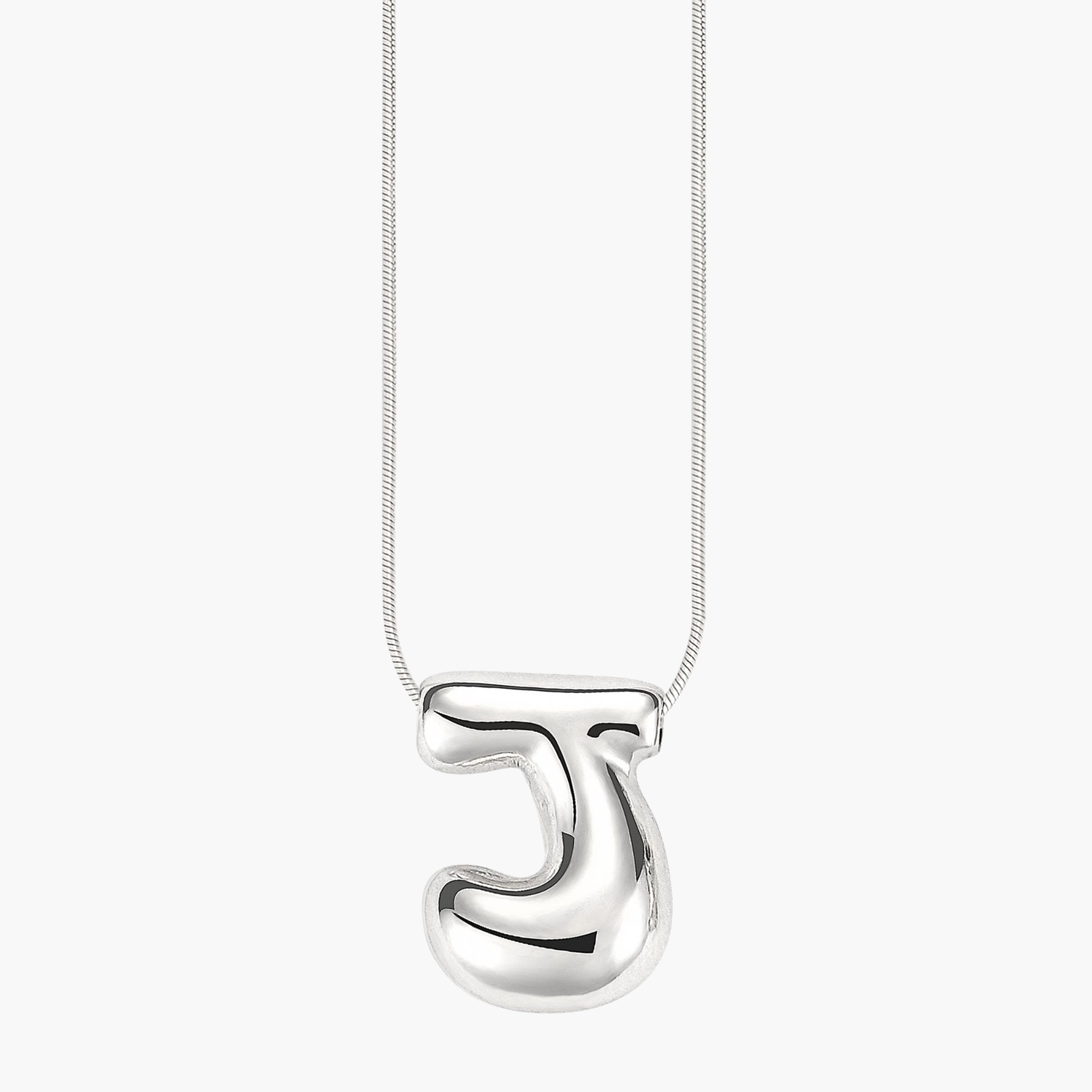 Silver Glow Bubble Letter Initial Necklace