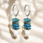 Ocean Bliss Pearl & Blue Jasper Hoop Drops