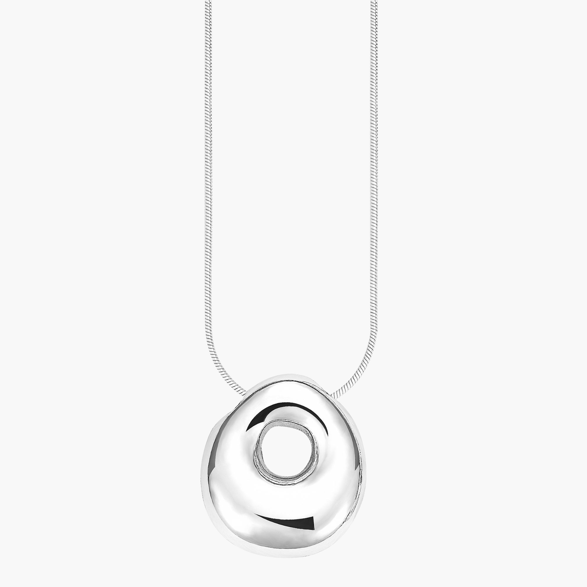 Silver Glow Bubble Letter Initial Necklace