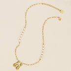 Chic Bubble Pearl Initial Chain Necklace
