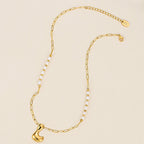 Chic Bubble Pearl Initial Chain Necklace