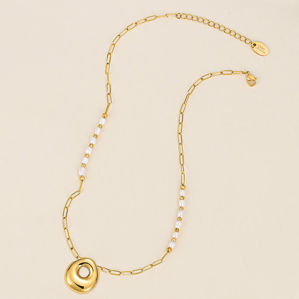 Chic Bubble Pearl Initial Chain Necklace