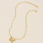 Chic Bubble Pearl Initial Chain Necklace