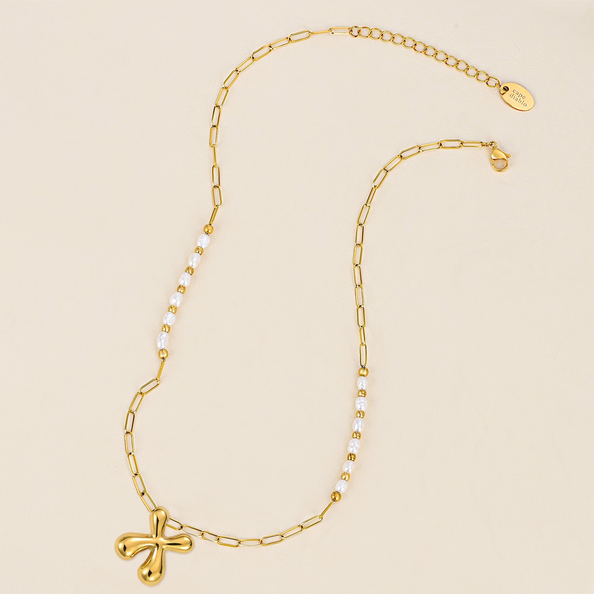 Chic Bubble Pearl Initial Chain Necklace