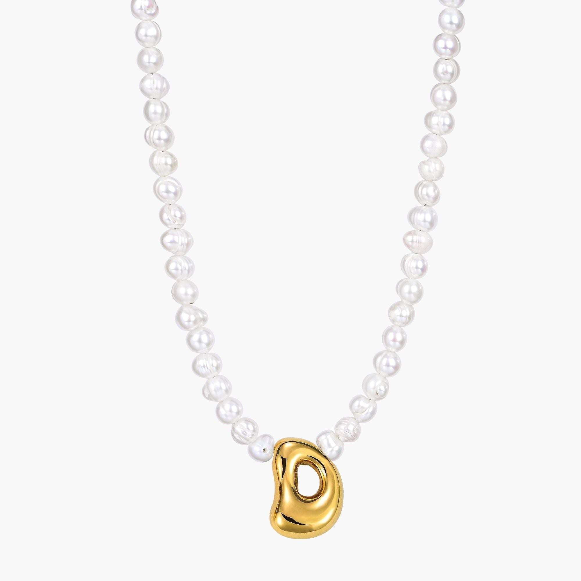 Pearl Bubble Initial Necklace