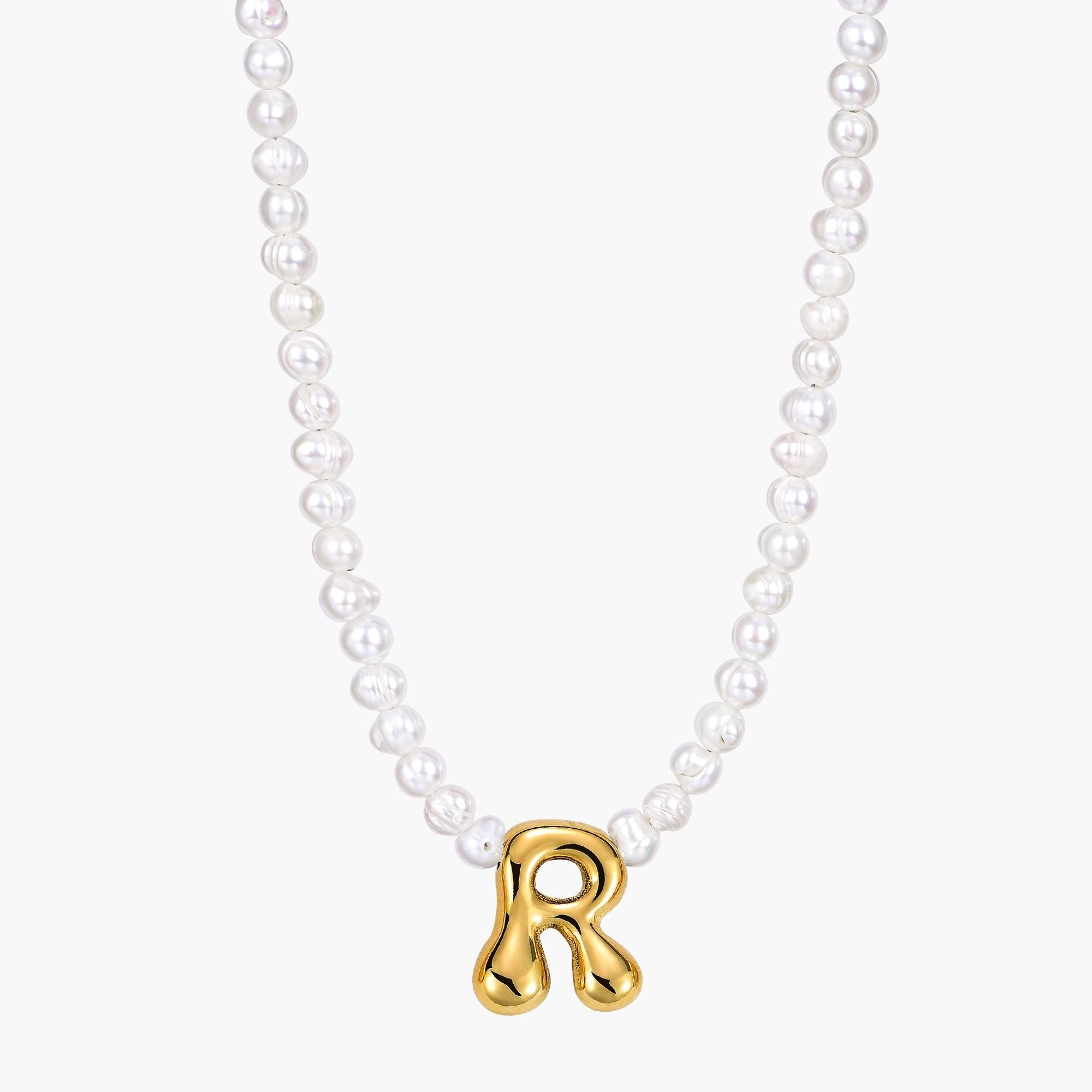 Pearl Bubble Initial Necklace
