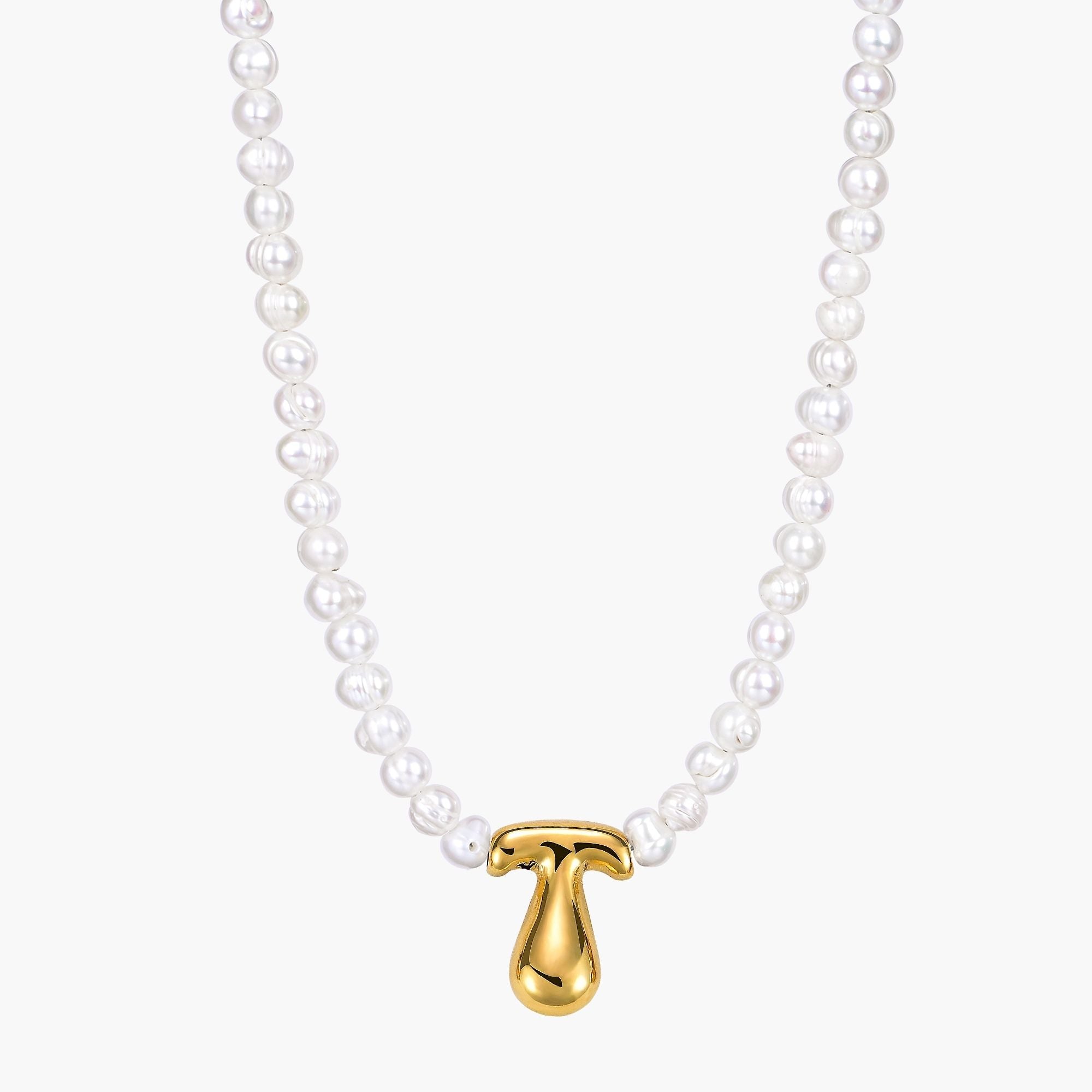 Pearl Bubble Initial Necklace