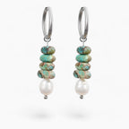 Ocean Bliss Pearl & Turquoise Jasper Hoop Drops