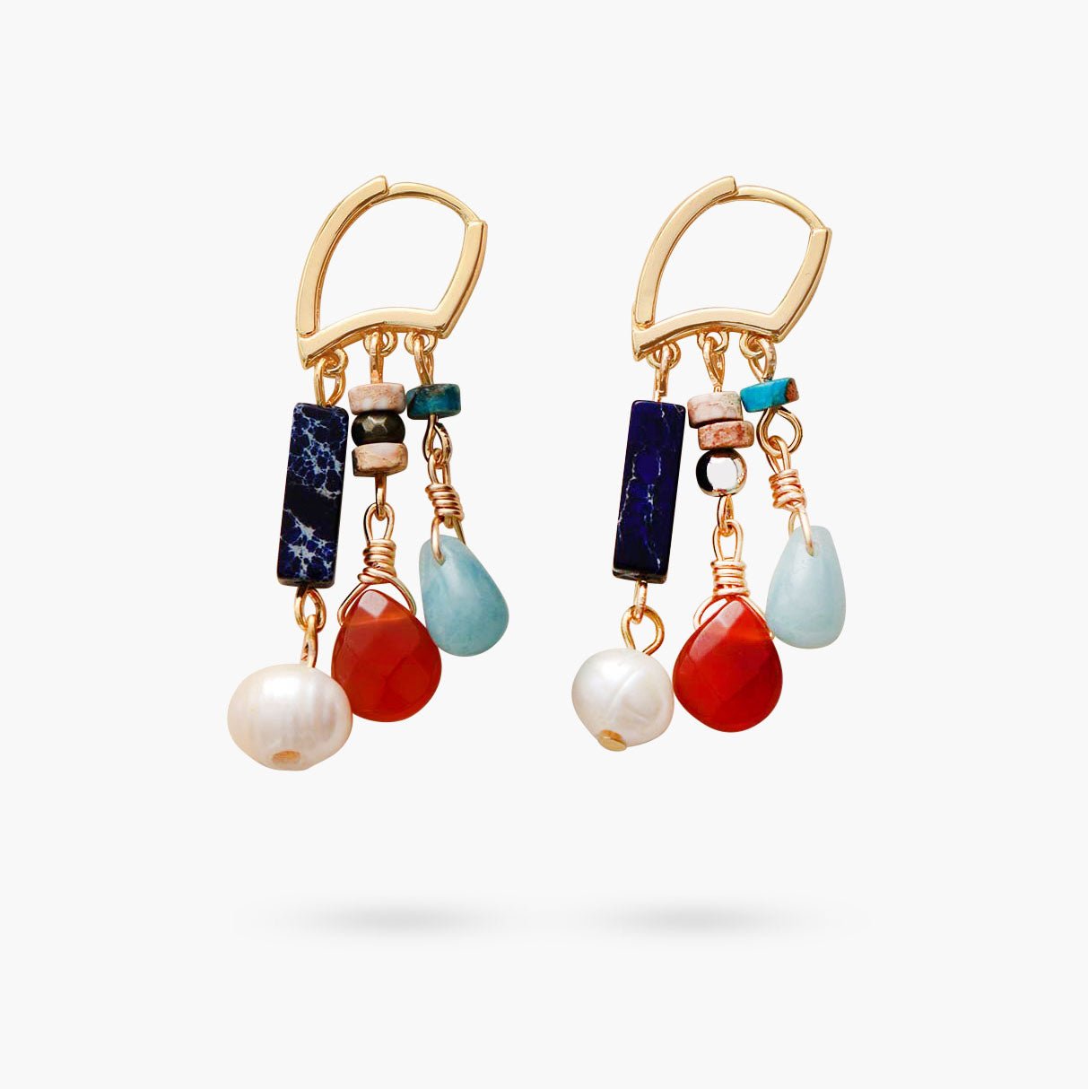 Amazonite & Agate Mix Drop Earrings - Luulink