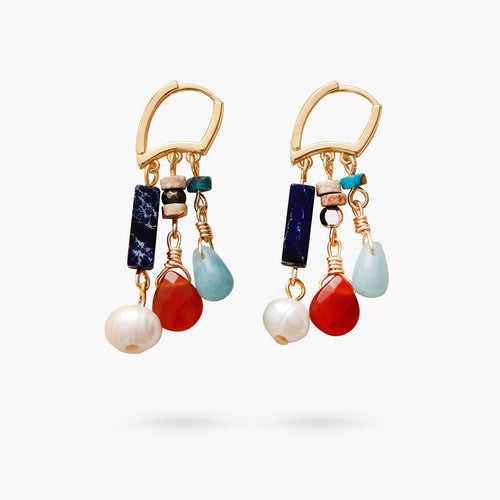 Amazonite & Agate Mix Drop Earrings - Luulink