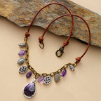 Antique Amethyst Silver Charm Necklace - Luulink