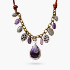Antique Amethyst Silver Charm Necklace - Luulink