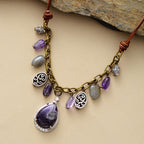 Antique Amethyst Silver Charm Necklace - Luulink