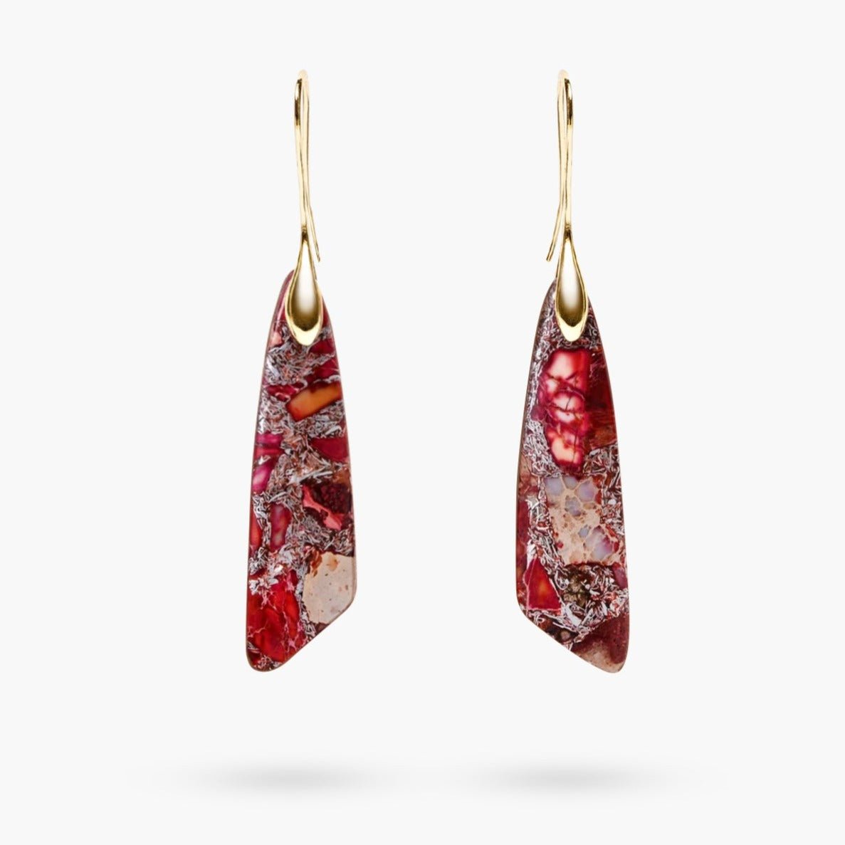 Antique Red Regalite Hook Earrings - Luulink