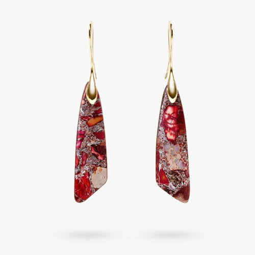 Antique Red Regalite Hook Earrings - Luulink