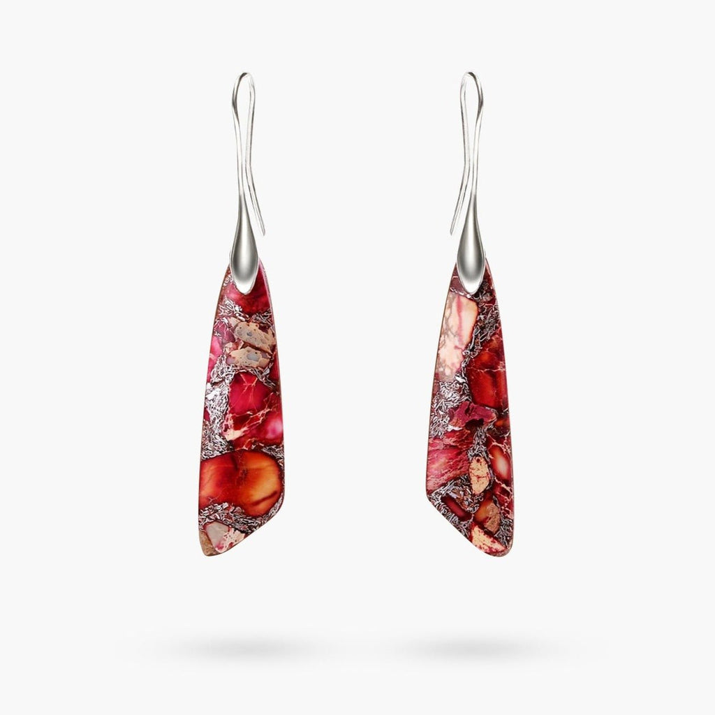 Antique Red Regalite Hook Earrings - Luulink