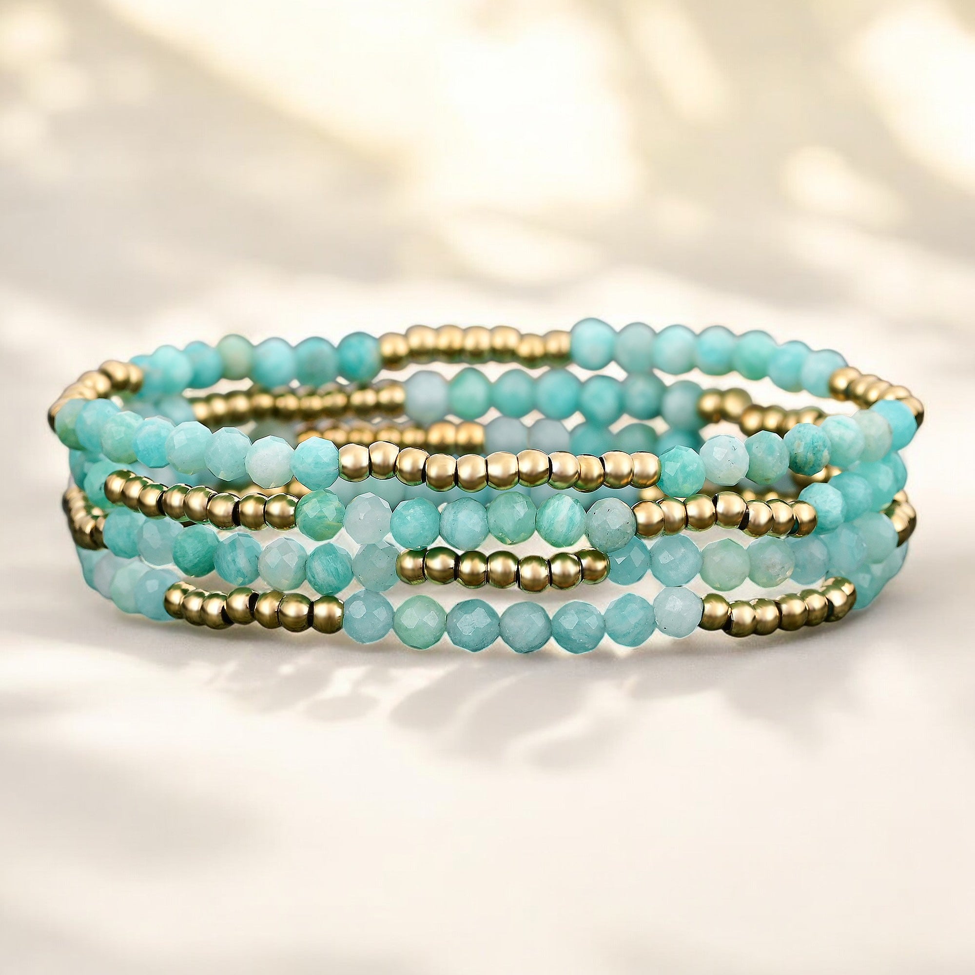 Glowing Amazonite Bracelet Set