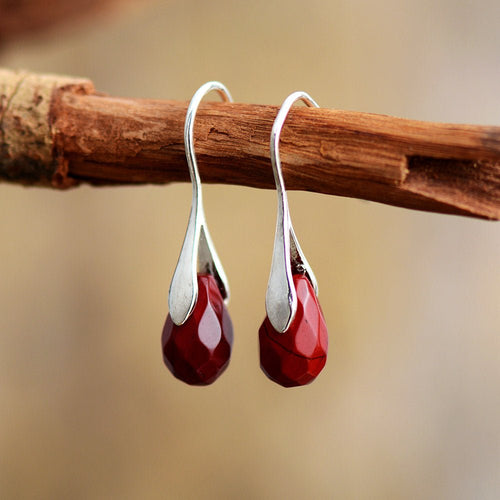 Blooming Jasper Classic Drop Earrings - Luulink
