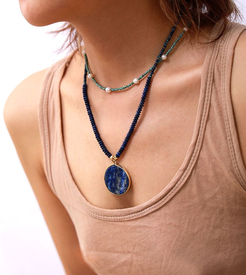 Calming Lapis Lazuli Beaded Necklace - Luulink