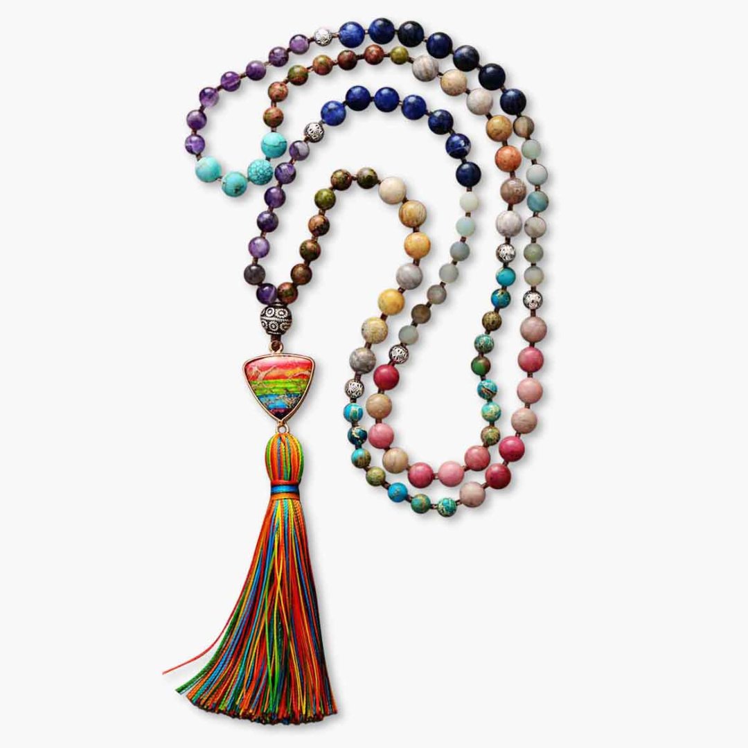 Chakra Charm Tassel Necklace - Luulink