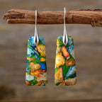 Citrine Lagoon Jasper Dangle Earrings - Luulink