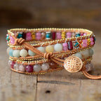 Dreamy Rose Quartz Heart Wrap Bracelet - Luulink