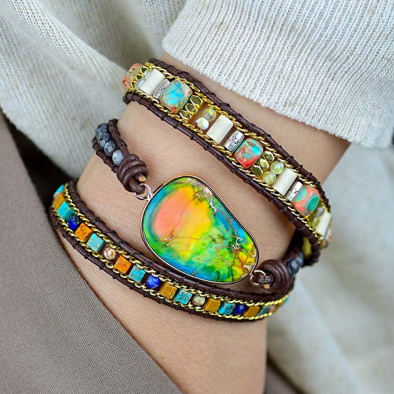 Earth Emperor Jasper Wrap Bracelet - Luulink