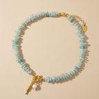 Aquamarine Pearl Charm Necklace