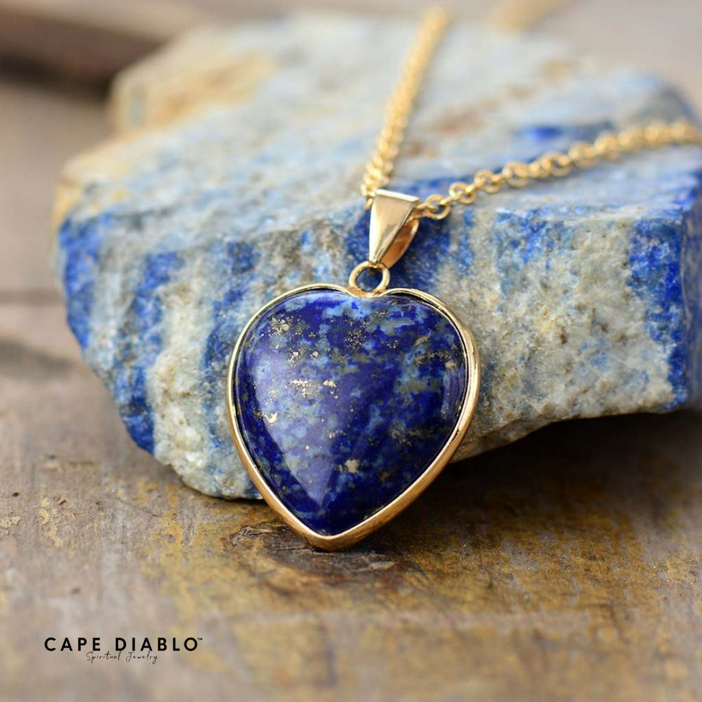 Elegant Lapis Heart Necklace - Luulink